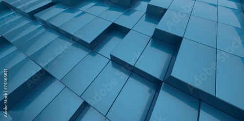 Abstract blue background of 3d blocks