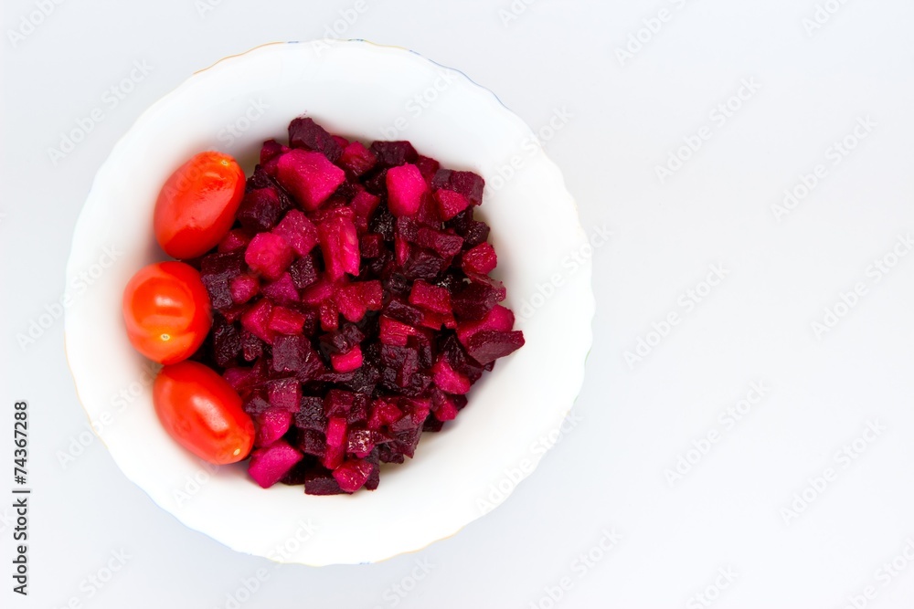 Salad of beetroot with oil and tomatoes Salad of beetroot with oil and tomatoes