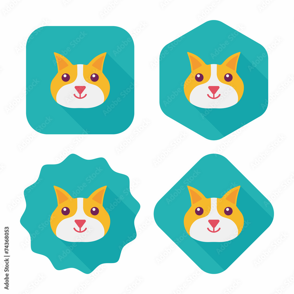 Pet cat flat icon with long shadow,eps10