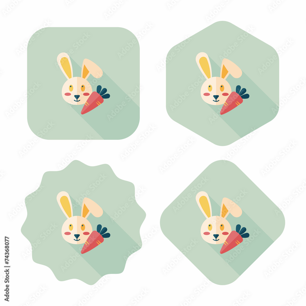 Pet rabbit flat icon with long shadow,eps10 Pet rabbit flat icon with long shadow,eps10