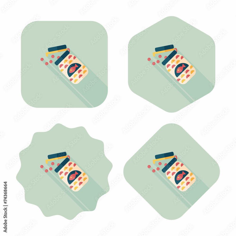 Pet fish feed flat icon with long shadow, eps10 Pet fish feed flat icon with long shadow, eps10