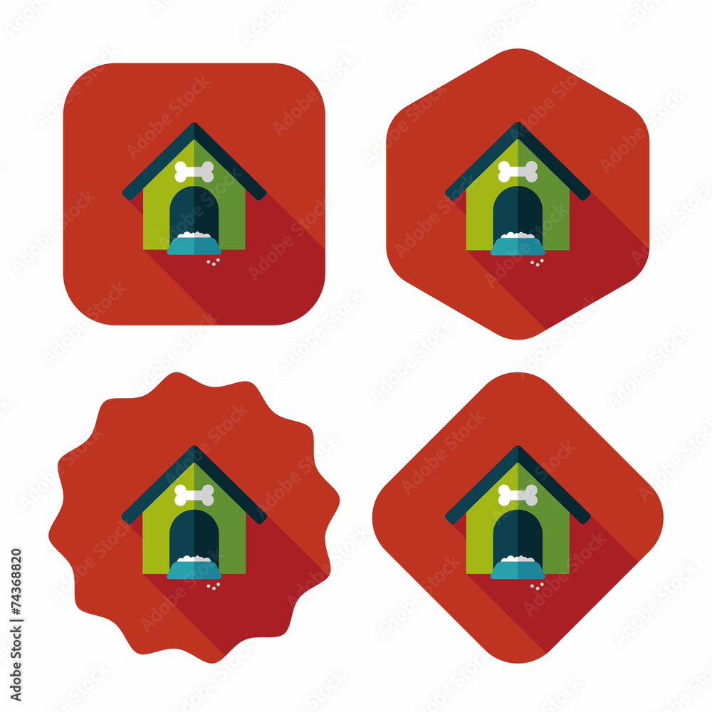 Pet dog house flat icon with long shadow,eps10 Pet dog house flat icon with long shadow,eps10