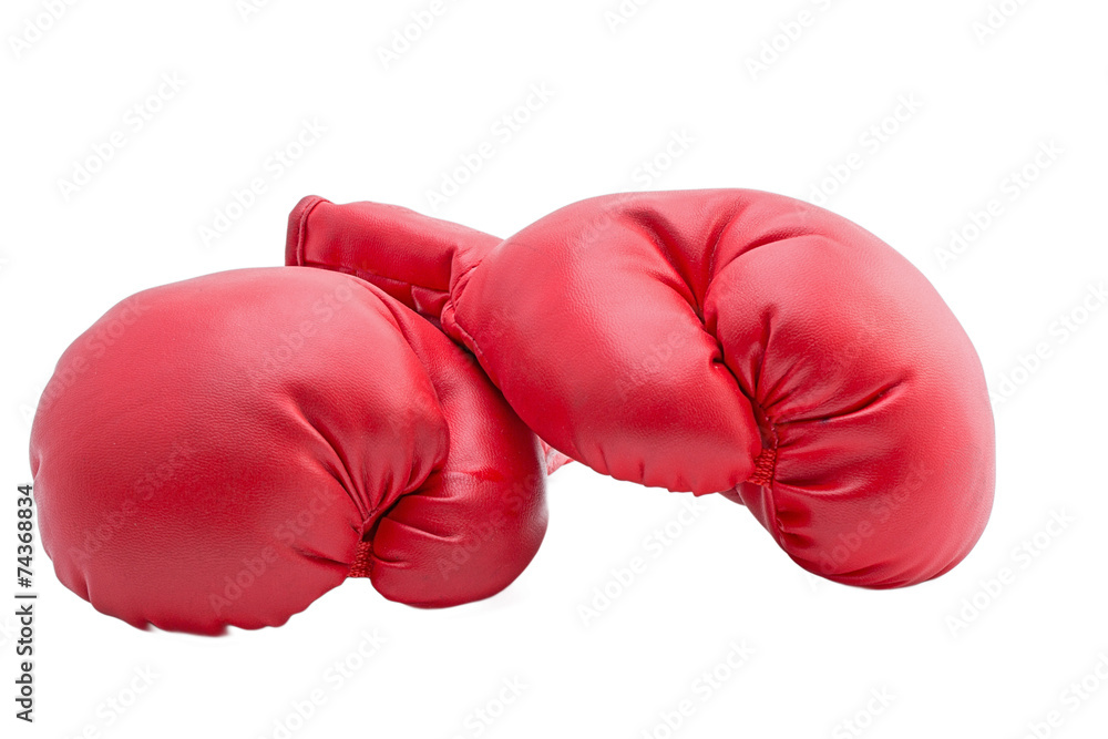 Red boxing gloves isolated on white background