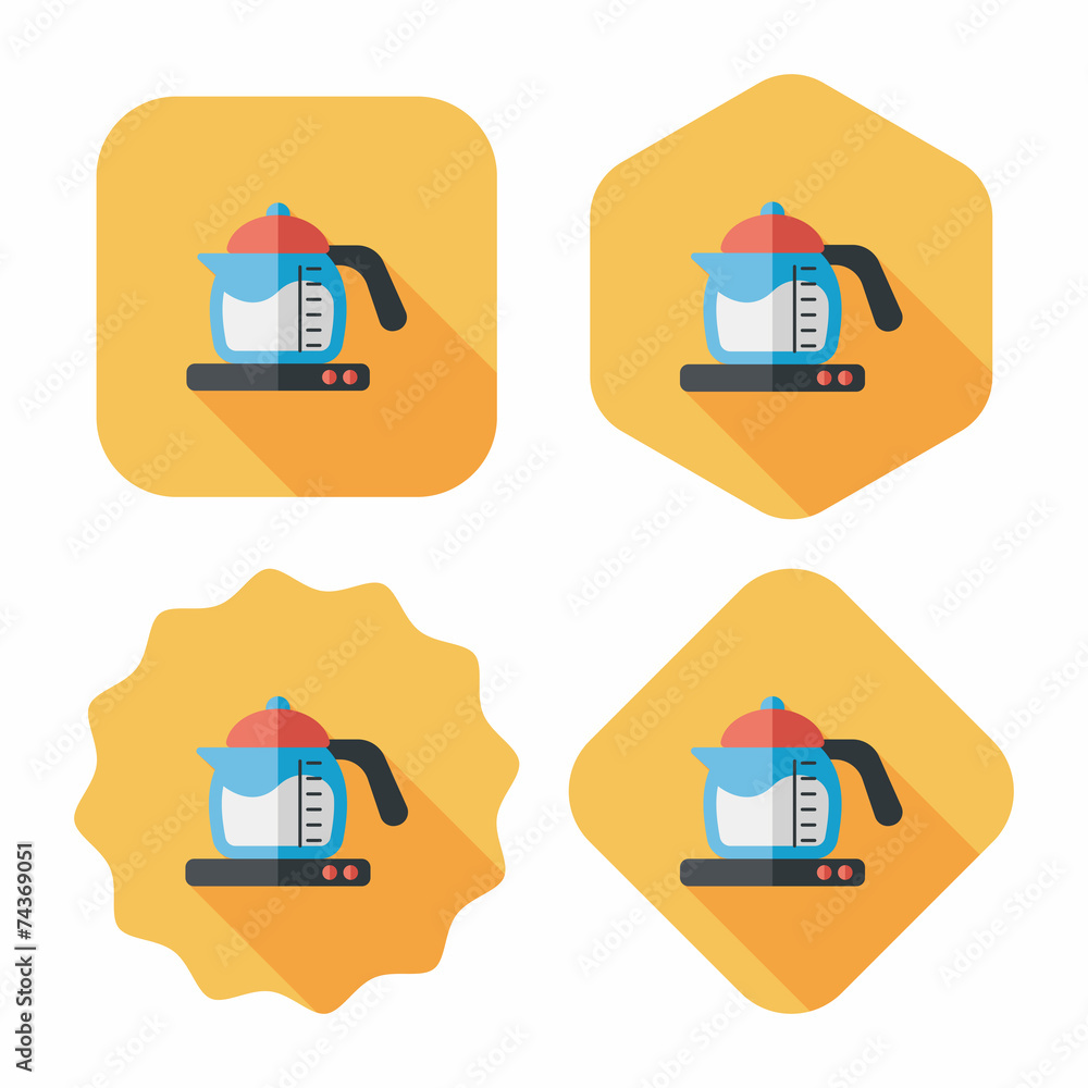 kitchenware tea pot flat icon with long shadow,eps10 kitchenware tea pot flat icon with long shadow,eps10