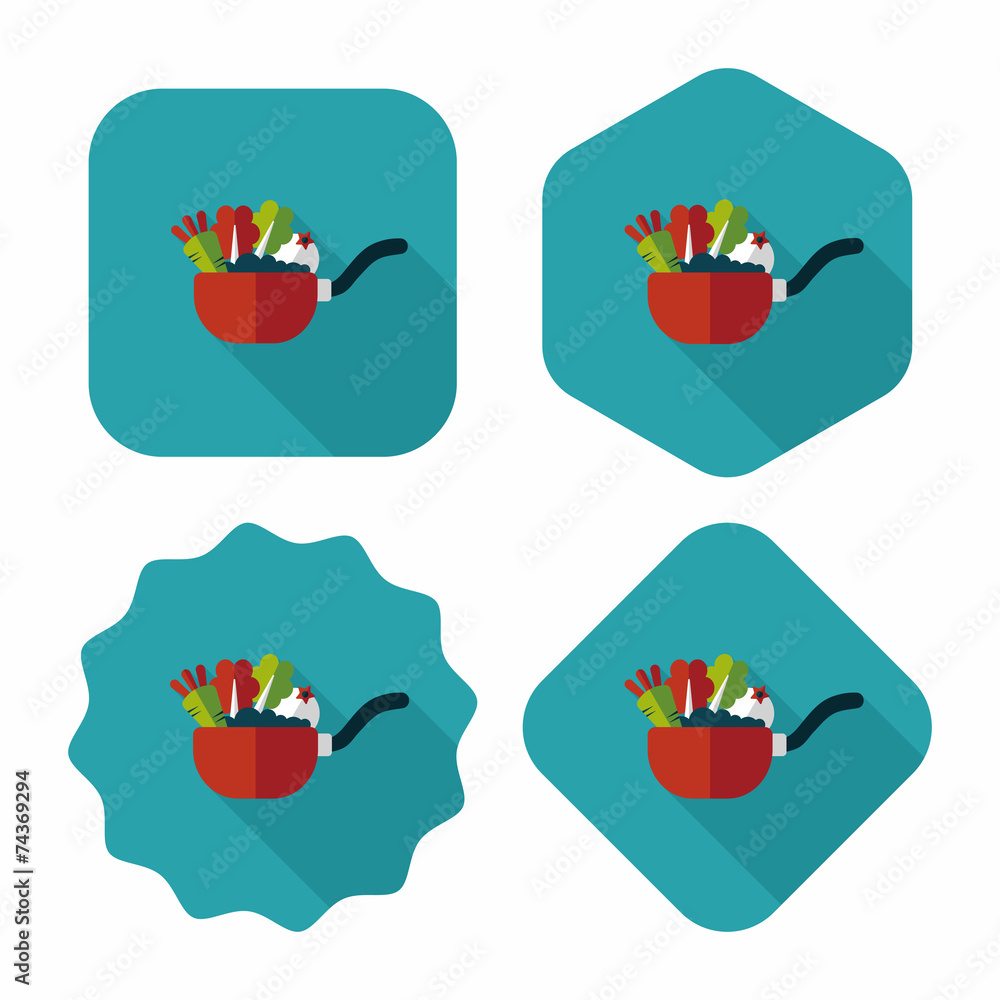 kitchenware pot flat icon with long shadow,eps10 kitchenware pot flat icon with long shadow,eps10