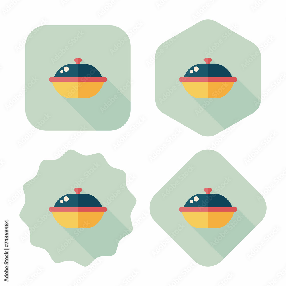 kitchenware pot flat icon with long shadow,eps10 kitchenware pot flat icon with long shadow,eps10