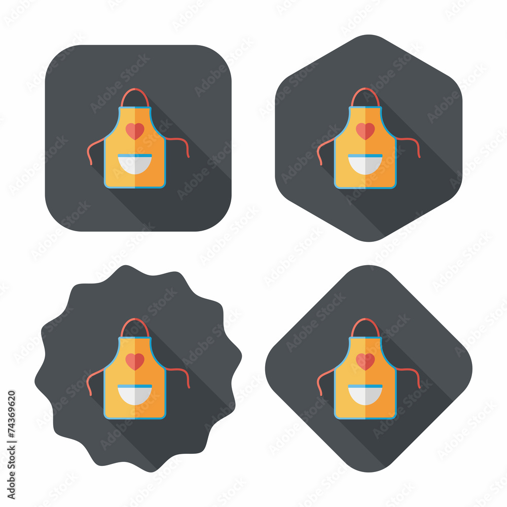 kitchenware apron flat icon with long shadow,eps10 kitchenware apron flat icon with long shadow,eps10