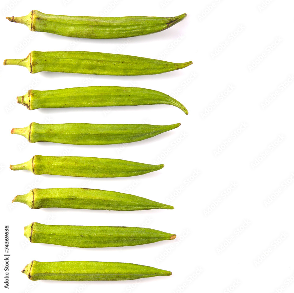 Okra or ladies' fingers vegetables over white background Okra or ladies' fingers vegetables over white background