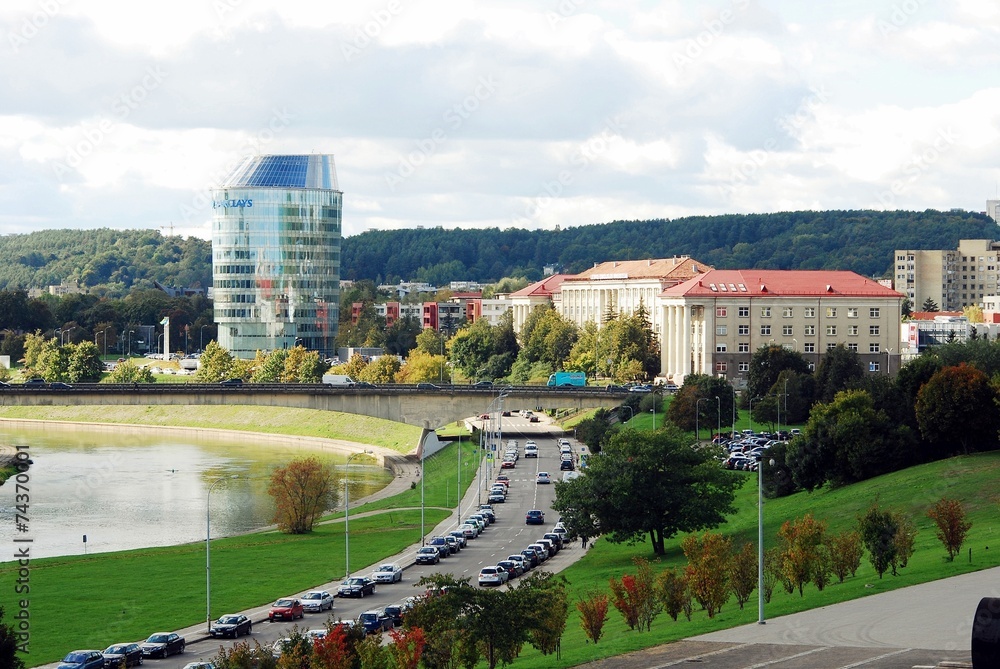 Vilnius city panorama with river Neris on September 24, 2014