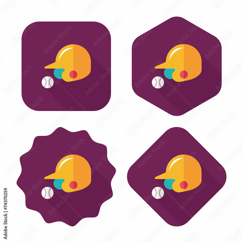 baseball helmet flat icon with long shadow,eps10 baseball helmet flat icon with long shadow,eps10