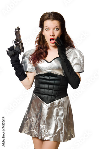 Wallpaper Mural Woman in tech concept isolated on white Torontodigital.ca