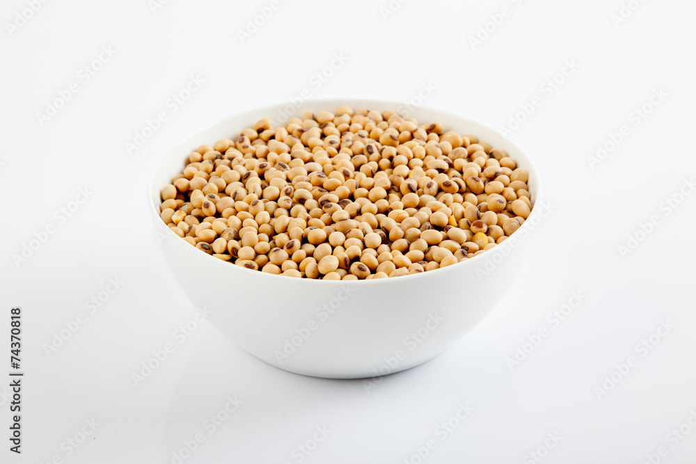 Soybeans in a white bowl