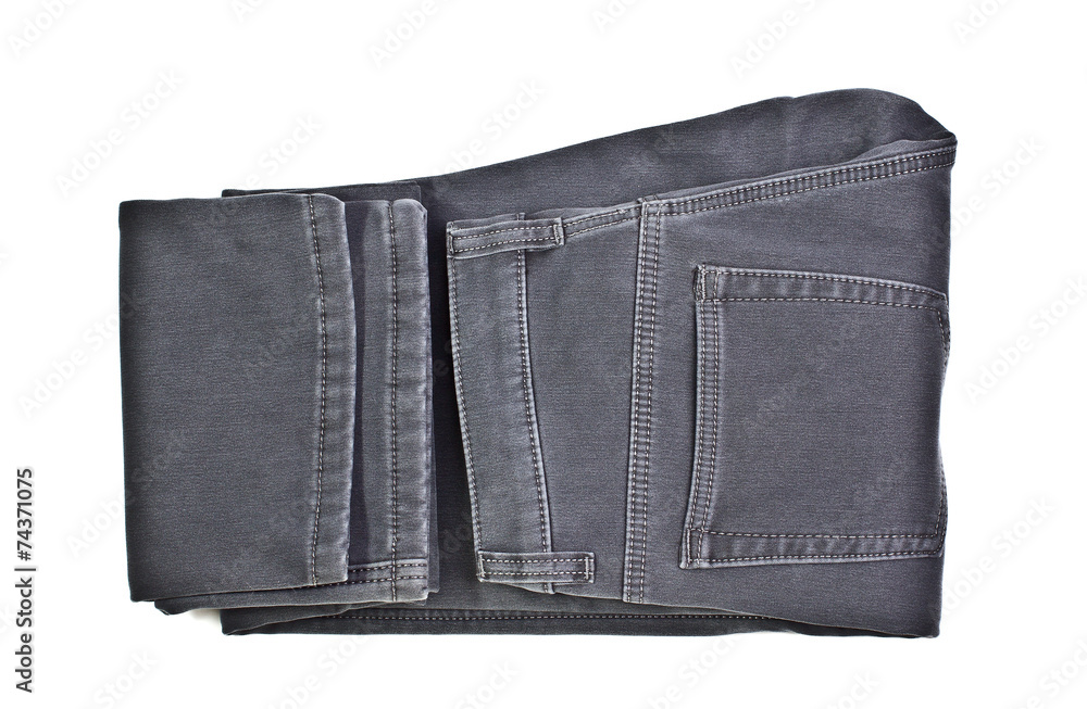 New gray jeans on white background. Isolated with clipping path New gray jeans on white background. Isolated with clipping path
