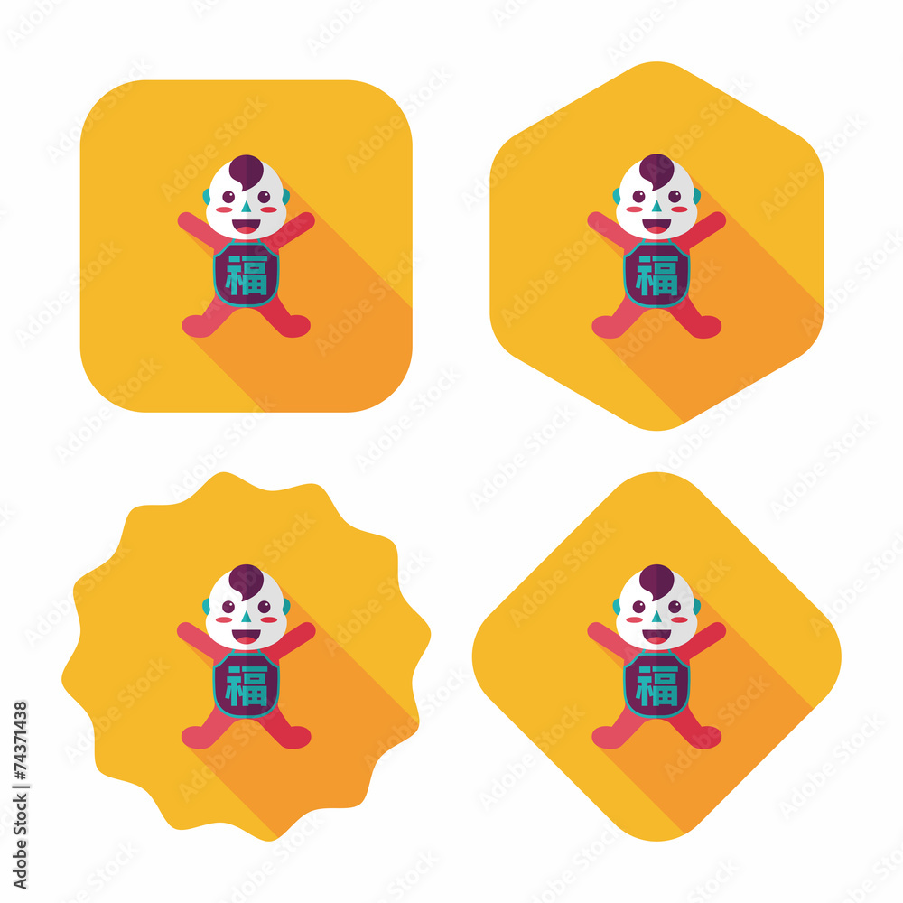 Chinese New Year flat icon with long shadow,eps10, Maitreya doll Chinese New Year flat icon with long shadow,eps10, Maitreya doll