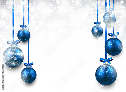 Background with blue christmas balls.