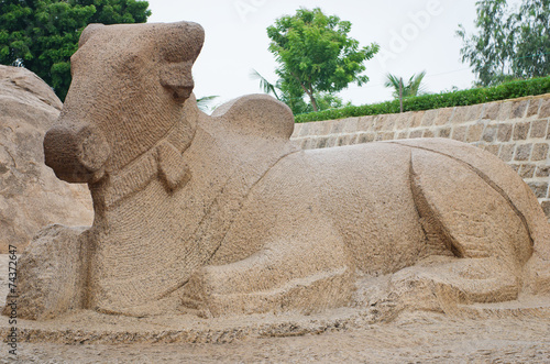 Five rathas complex with  in Mamallapuram, Tamil Nadu, India