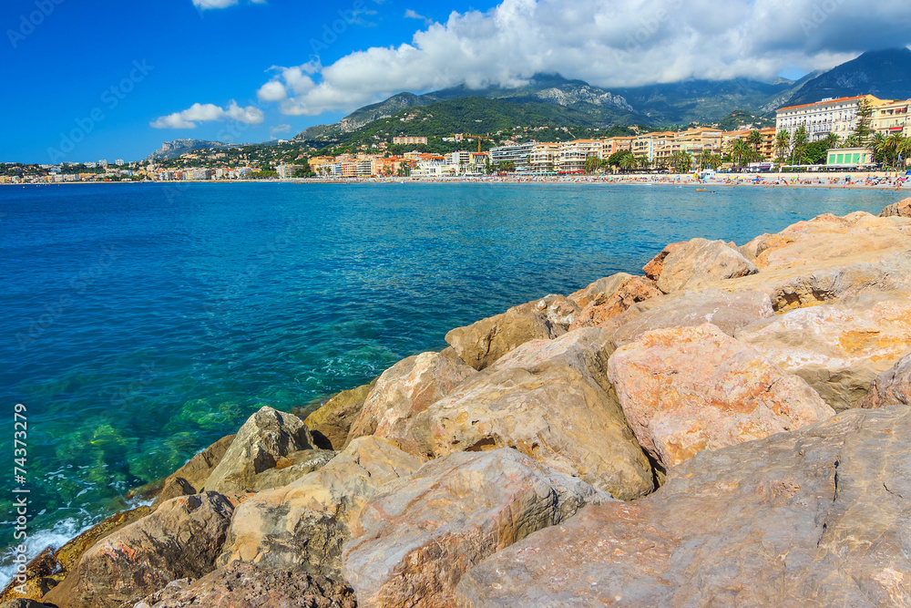 Beautiful cityscape and beach,Menton,Azur Coast,France,Europe