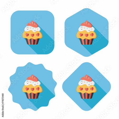 Valentine s Day cupcake flat icon with long shadow eps10
