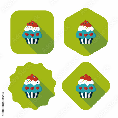 Valentine s Day cupcake flat icon with long shadow eps10