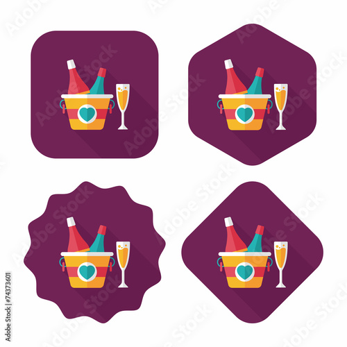 Valentine's day champagne flat icon with long shadow,eps10