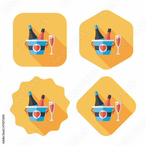 Valentine's day champagne flat icon with long shadow,eps10