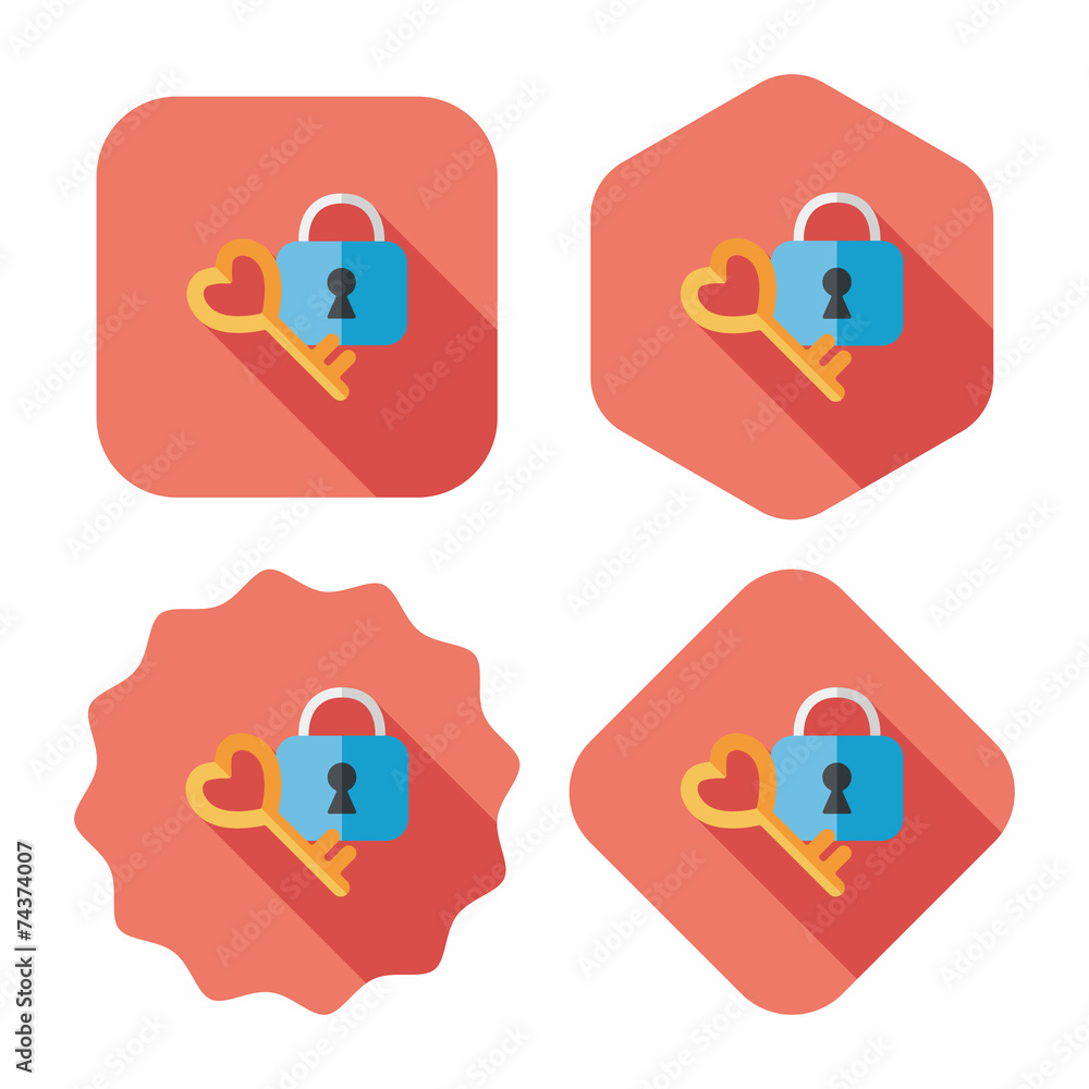 Valentine's Day lover lock flat icon with long shadow,eps10 Valentine's Day lover lock flat icon with long shadow,eps10