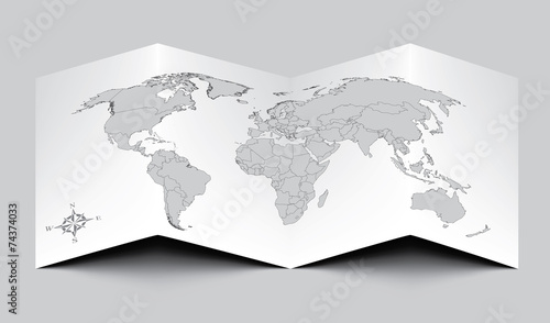 World Paper Map - Gray EPS 10