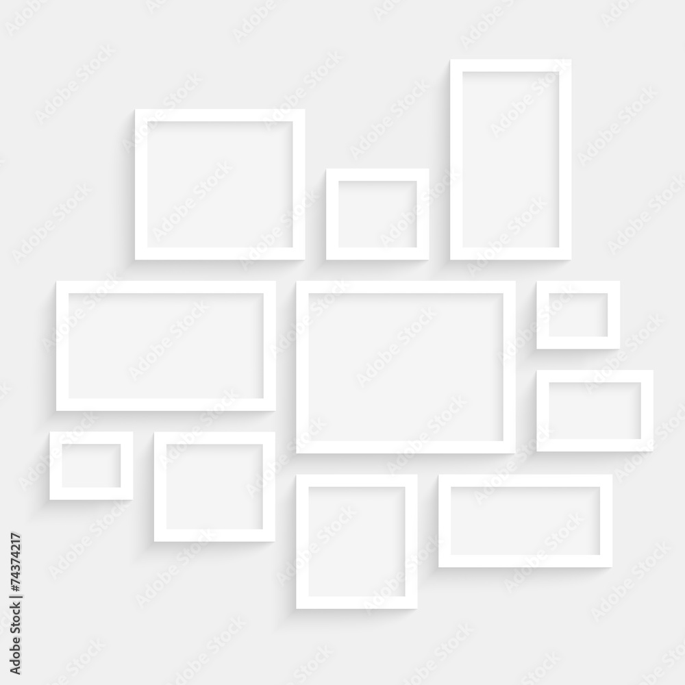 Blank Frames Collection on Wall with Transparent Shadow Blank Frames Collection on Wall with Transparent Shadow
