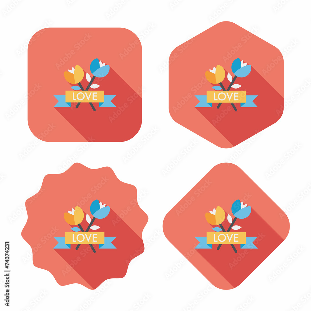 Valentine's Day flower flat icon with long shadow,eps10 Valentine's Day flower flat icon with long shadow,eps10