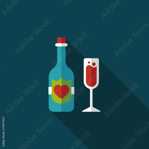 wedding champagne flat icon with long shadow,eps10