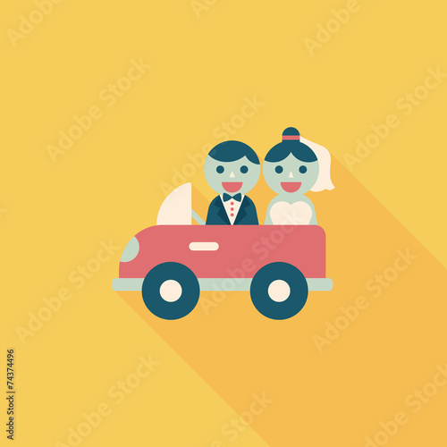 wedding car flat icon with long shadow  eps10