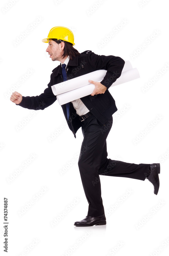 Young construction architect isolated on the white Young construction architect isolated on the white