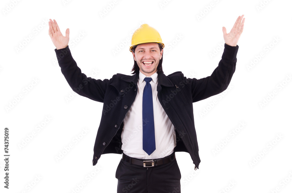 Young construction architect isolated on the white Young construction architect isolated on the white