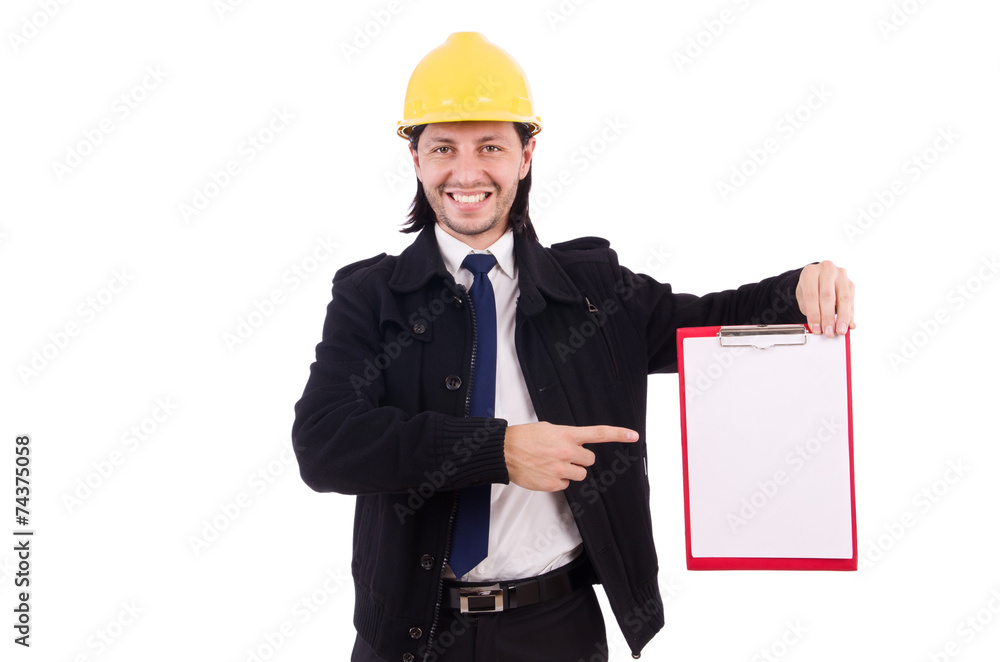 Young construction architect isolated on the white Young construction architect isolated on the white