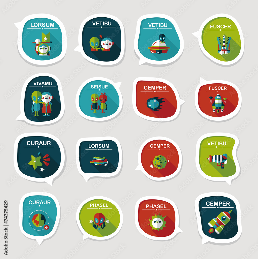 Space speech bubble flat design background set, eps10 Space speech bubble flat design background set, eps10