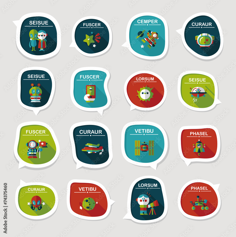 Space speech bubble flat design background set, eps10 Space speech bubble flat design background set, eps10