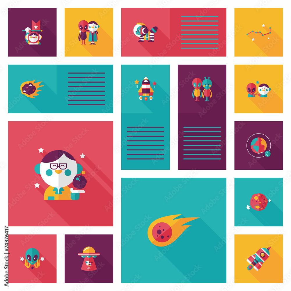 Space ui flat design background set, eps10 Space ui flat design background set, eps10