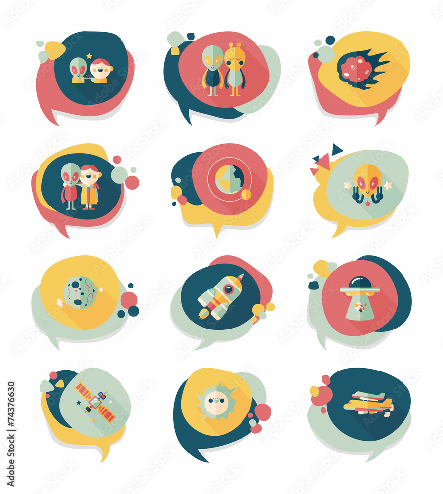 Space speech bubble flat design background set, eps10 Space speech bubble flat design background set, eps10