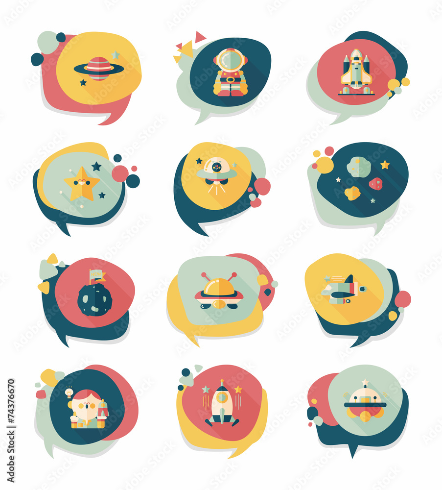 Space speech bubble flat design background set, eps10 Space speech bubble flat design background set, eps10