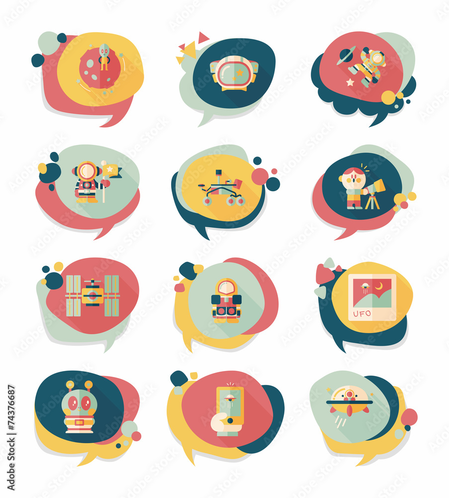 Space speech bubble flat design background set, eps10 Space speech bubble flat design background set, eps10