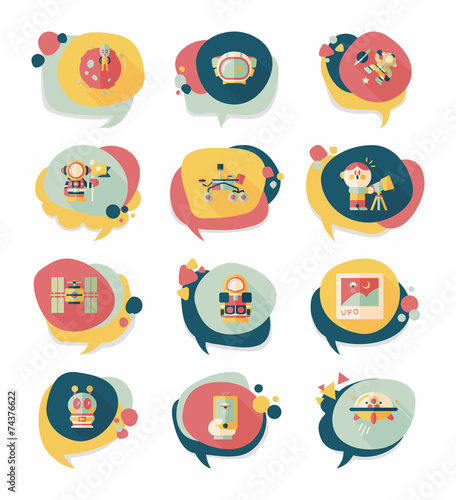 Space speech bubble flat design background set, eps10