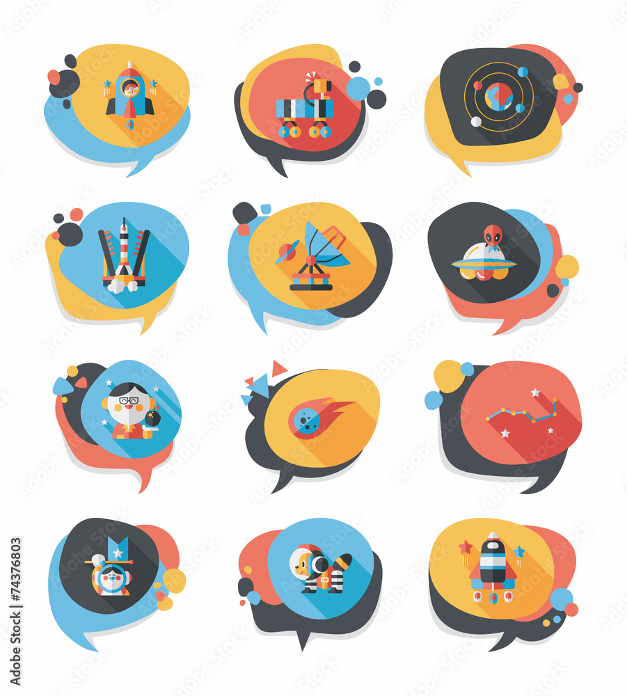 Space speech bubble flat design background set, eps10 Space speech bubble flat design background set, eps10