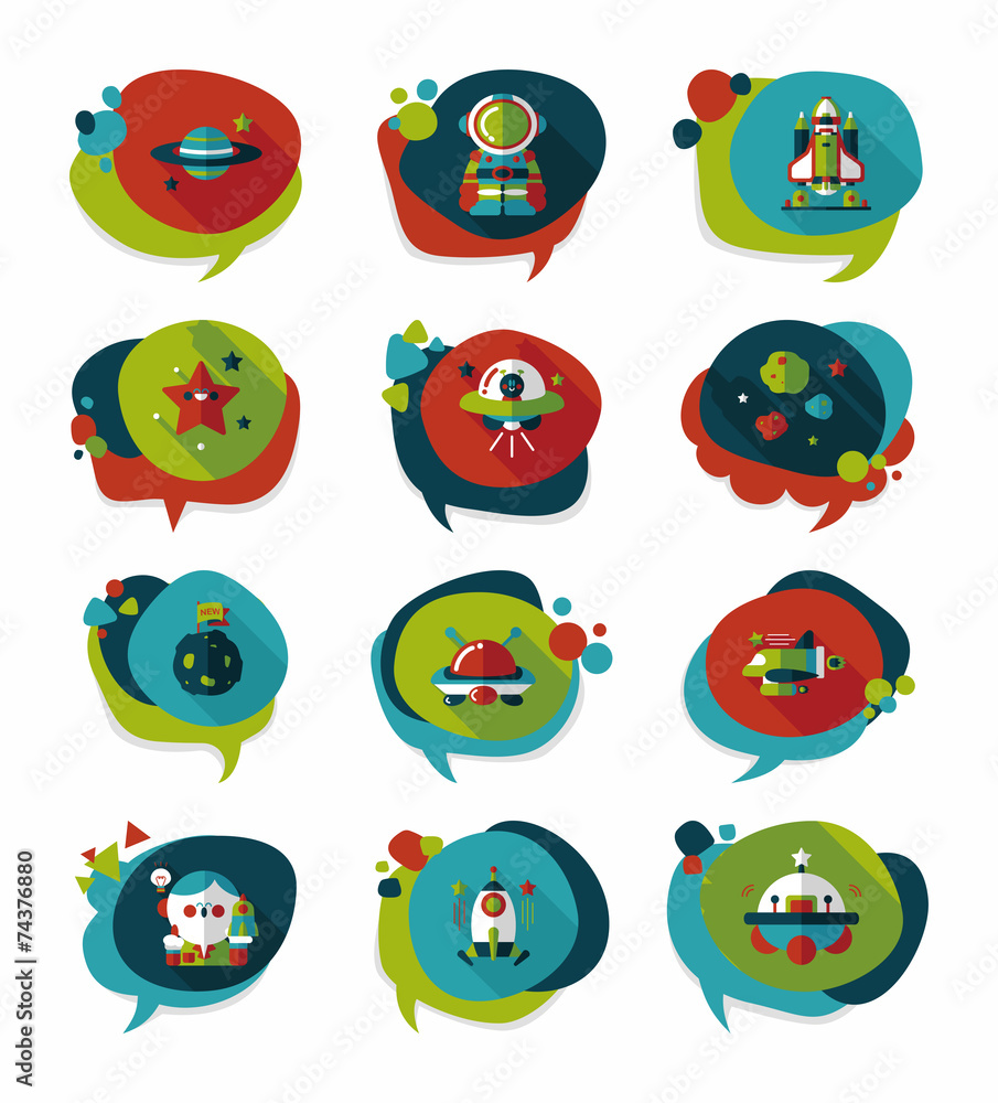 Space speech bubble flat design background set, eps10 Space speech bubble flat design background set, eps10