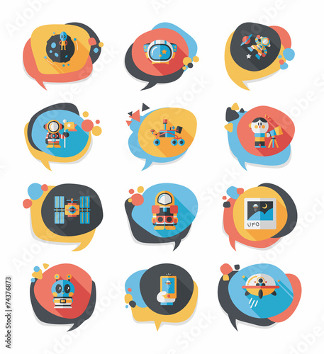 Space speech bubble flat design background set, eps10