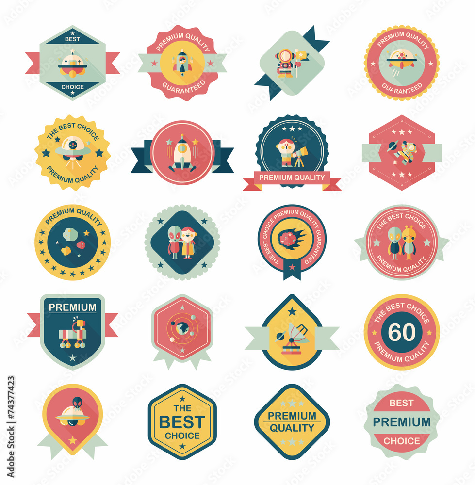 Space badge banner flat design background set, eps10 Space badge banner flat design background set, eps10