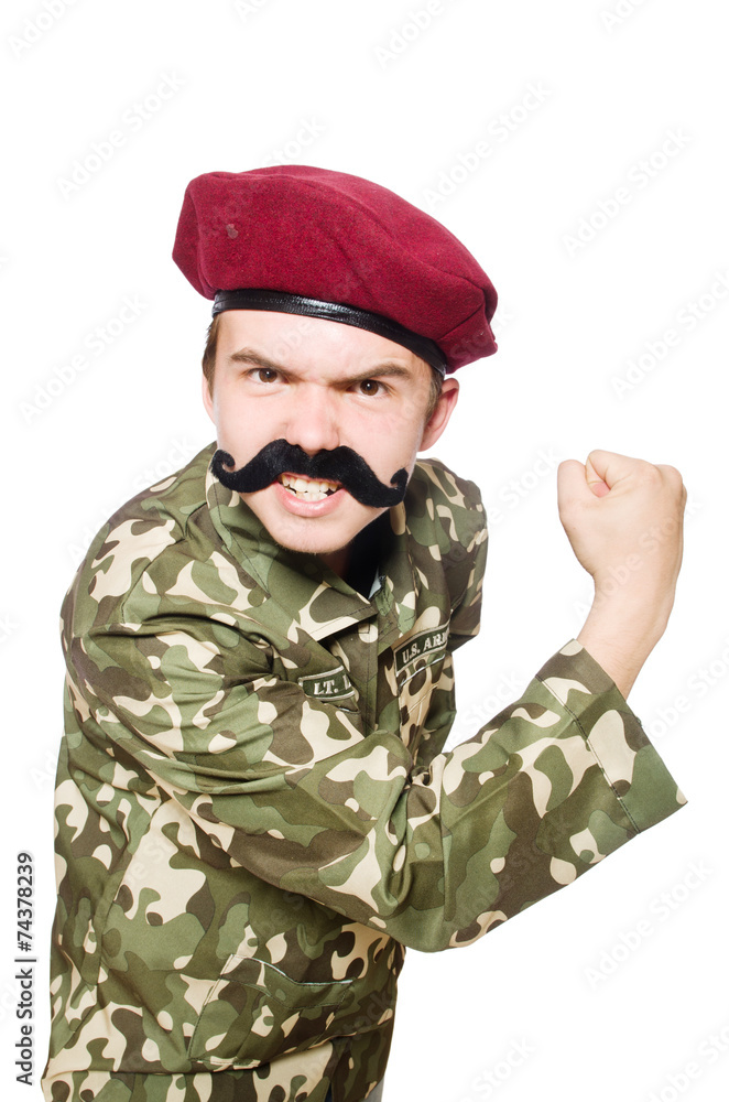 Funny soldier in military concept Funny soldier in military concept