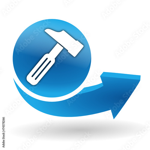 marteau sur bouton web bleu