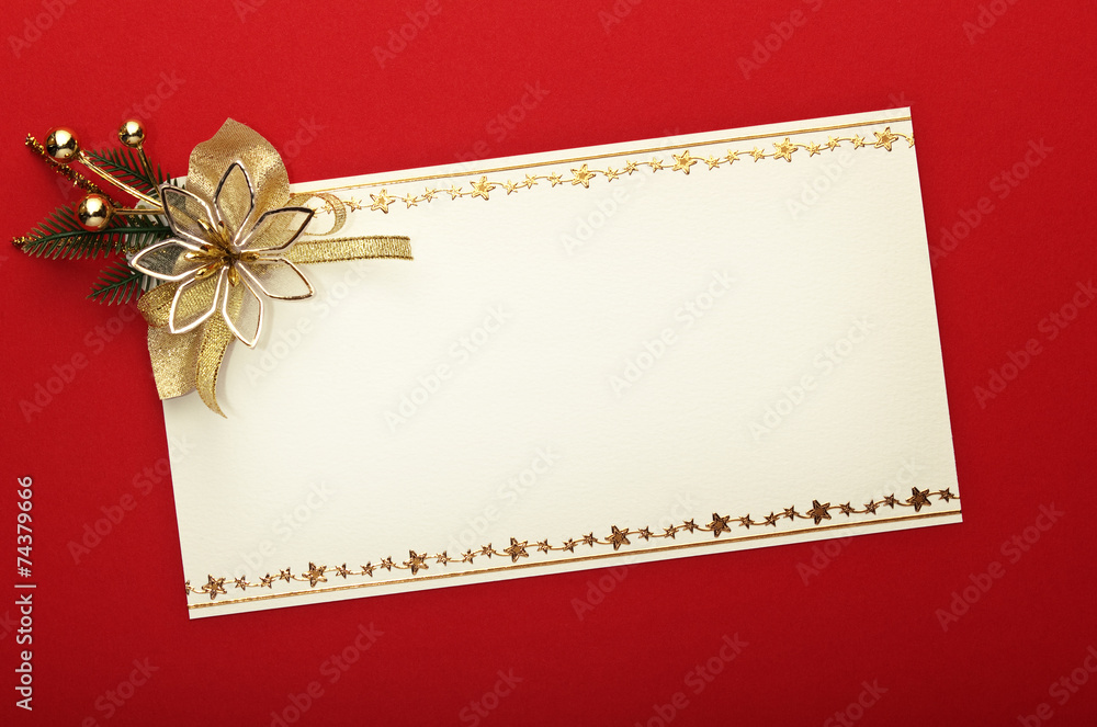 Christmas card with space and christmas ornament