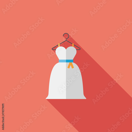 wedding dress flat icon with long shadow,eps10