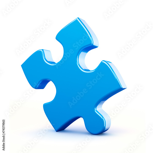 Single blue puzzle piece isolated